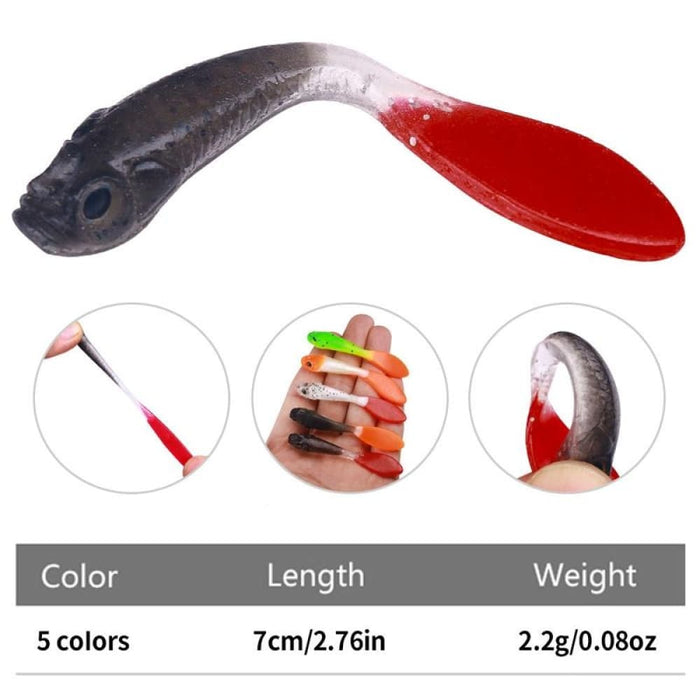 5 Piece 7cm Soft Fishing Lure Pack Dual Colour