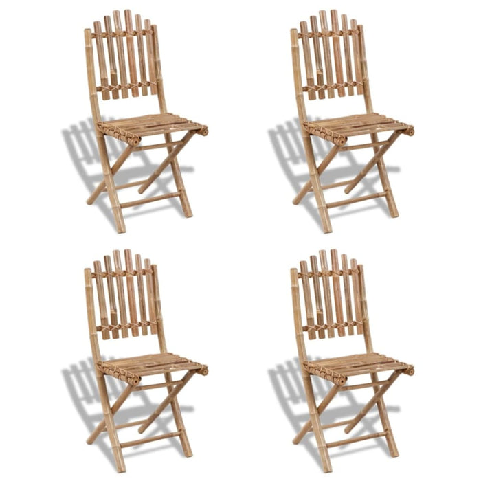 5 Piece Folding Outdoor Dining Set Bamboo Aoaki