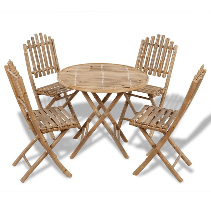 5 Piece Folding Outdoor Dining Set Bamboo Aoaki