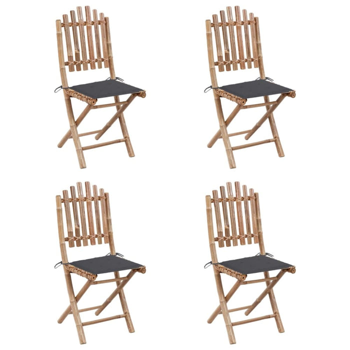 5 Piece Folding Outdoor Dining Set With Cushions Bamboo