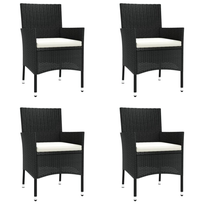 5 Piece Garden Bistro Set With Cushions Black Poly Rattan