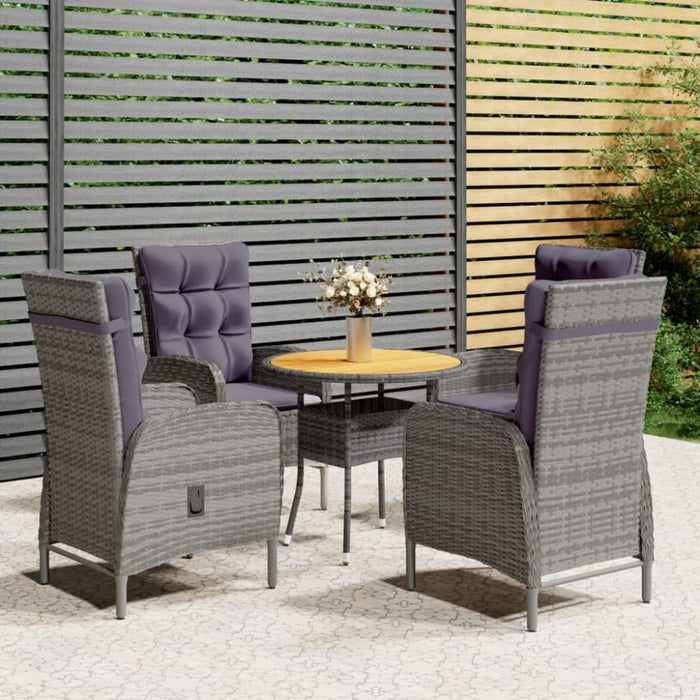 5 Piece Garden Bistro Set Poly Rattan Grey Tbpnppo