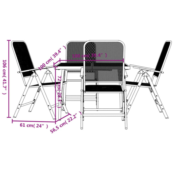 5 Piece Garden Dining Set Anthracite Metal Mesh Txoonok