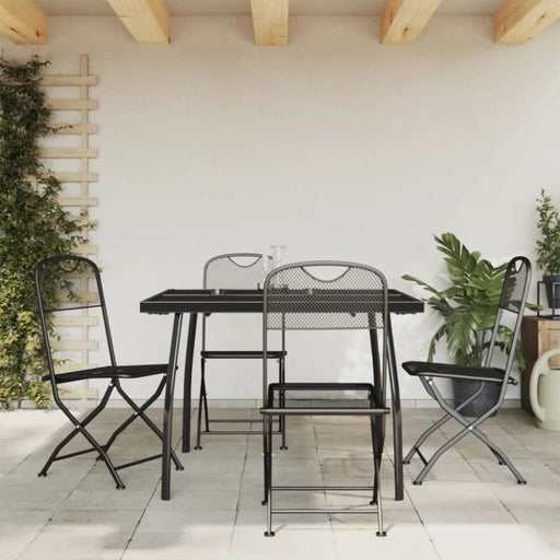 5 Piece Garden Dining Set Anthracite Metal Mesh Txoonoo