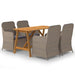 5 Piece Garden Dining Set Brown Tblniib