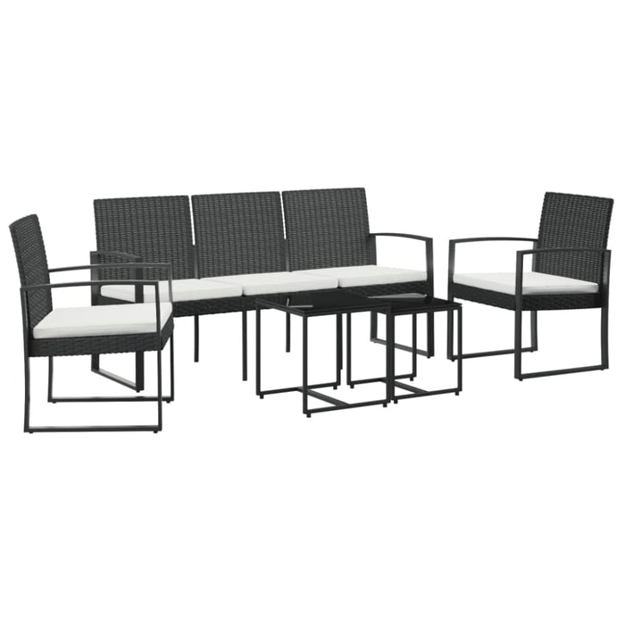 5 Piece Garden Dining Set With Cushions Black Pp Rattan