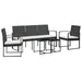 5 Piece Garden Dining Set With Cushions Black Pp Rattan