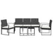 5 Piece Garden Dining Set With Cushions Black Pp Rattan