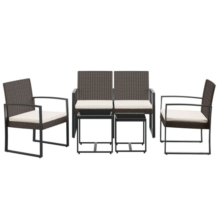 5 Piece Garden Dining Set With Cushions Brown Pp Rattan