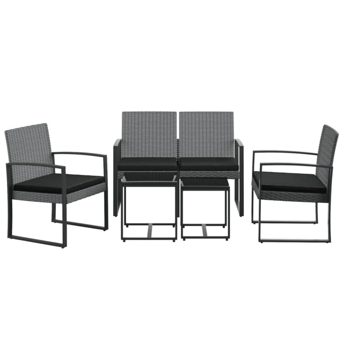 5 Piece Garden Dining Set With Cushions Dark Grey Pp Rattan