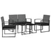 5 Piece Garden Dining Set With Cushions Dark Grey Pp Rattan