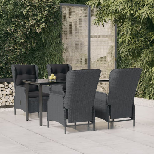 5 Piece Garden Dining Set Dark Grey Poly Rattan Toplikb