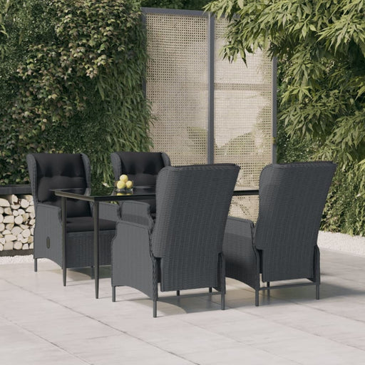 5 Piece Garden Dining Set Dark Grey Poly Rattan Toplnbx