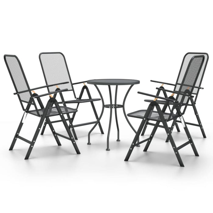 5 Piece Garden Dining Set Expanded Metal Mesh Anthracite