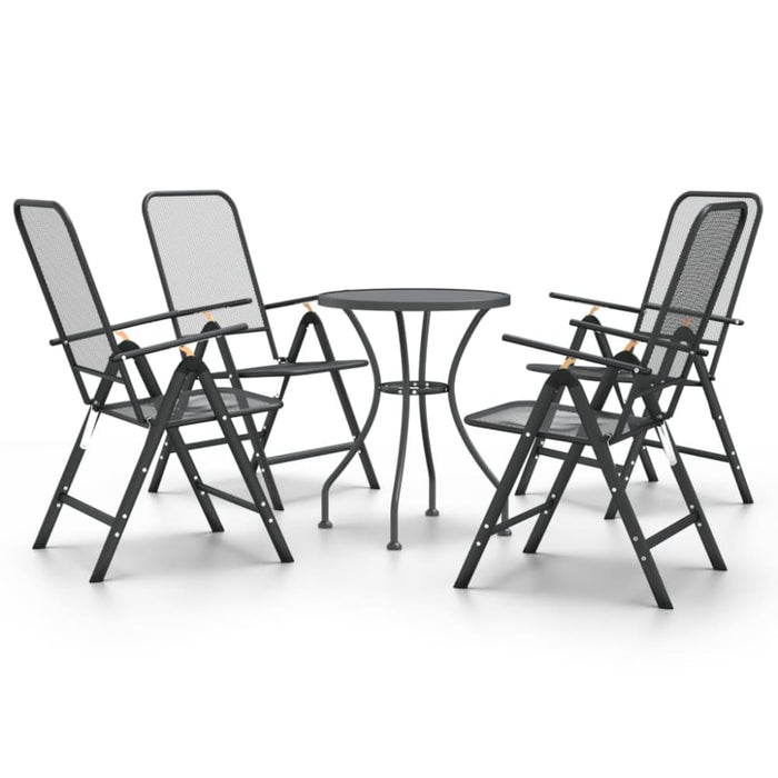 5 Piece Garden Dining Set Expanded Metal Mesh Anthracite