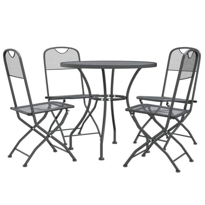 5 Piece Garden Dining Set Expanded Metal Mesh Anthracite