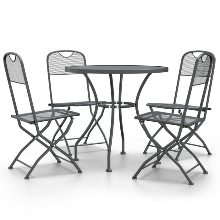 5 Piece Garden Dining Set Expanded Metal Mesh Anthracite