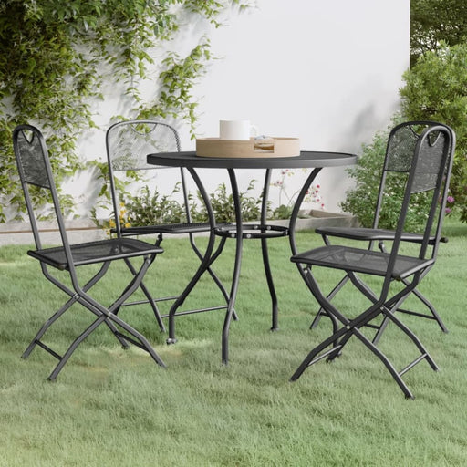 5 Piece Garden Dining Set Expanded Metal Mesh Anthracite