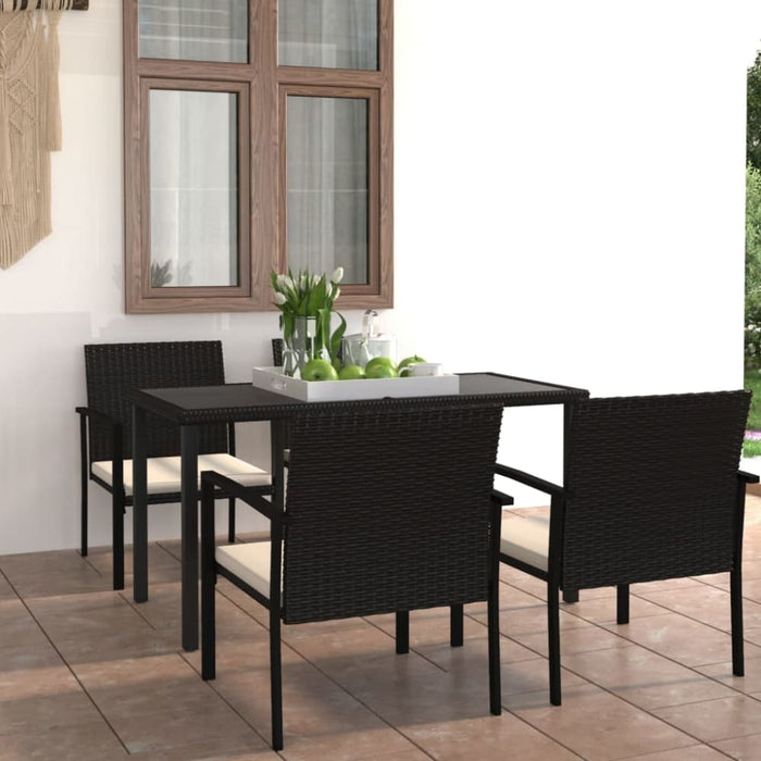 5 Piece Garden Dining Set Poly Rattan Black Tblpibi