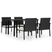 5 Piece Garden Dining Set Poly Rattan Black Tblpibi