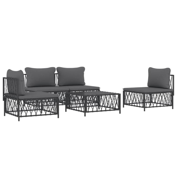 5 Piece Garden Lounge Set With Cushions Anthracite Steel