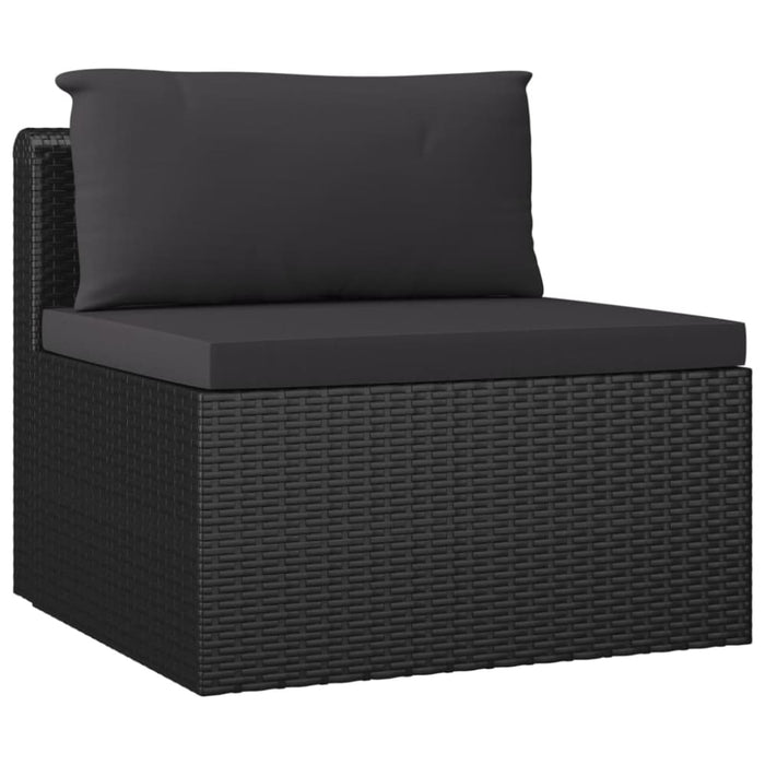 5 Piece Garden Lounge Set With Cushions Poly Rattan Black