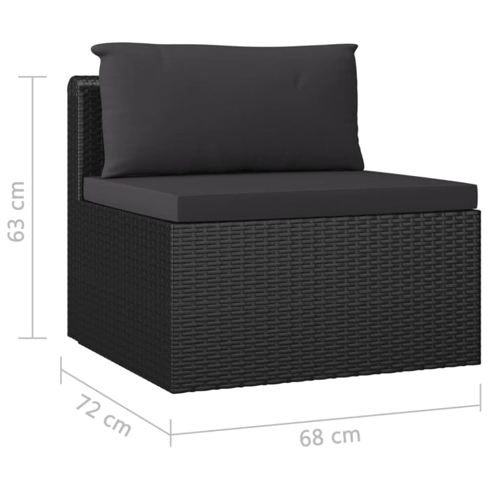 5 Piece Garden Lounge Set With Cushions Poly Rattan Black