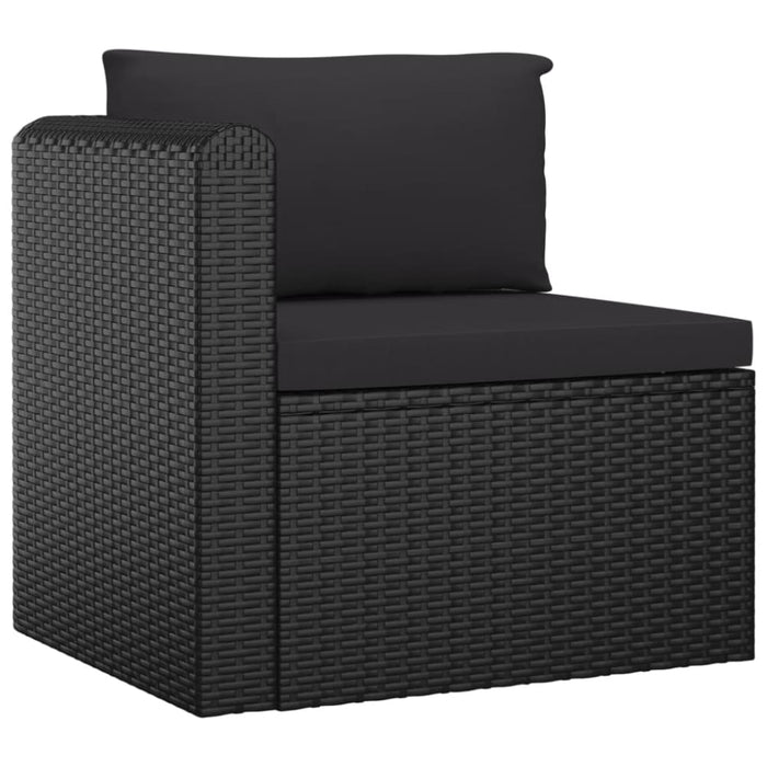 5 Piece Garden Lounge Set With Cushions Poly Rattan Black