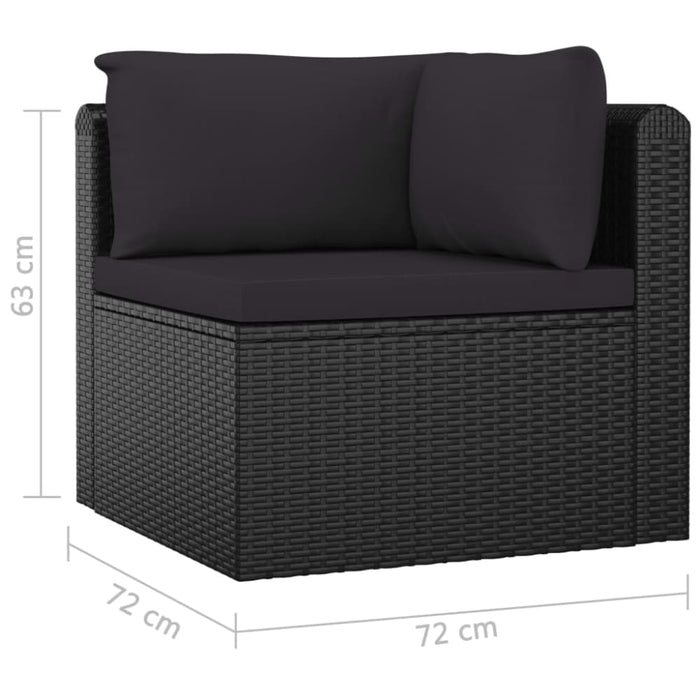 5 Piece Garden Lounge Set With Cushions Poly Rattan Black