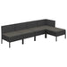 5 Piece Garden Lounge Set With Cushions Poly Rattan Black