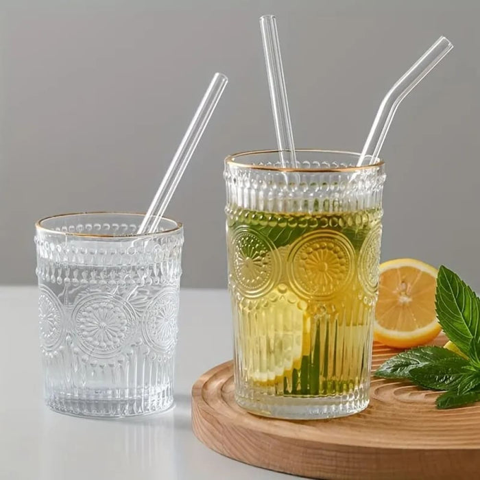 5 Piece Heat Resistant Glass Straws With Brush Reusable