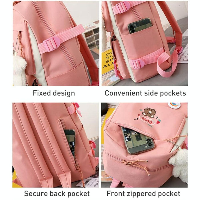 5 Piece Lightweight Girls Backpack Set