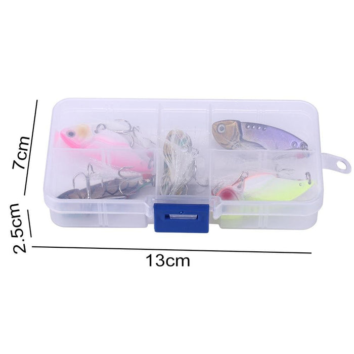 5 Piece Metal Vib Fishing Lure Set With Plastic Box