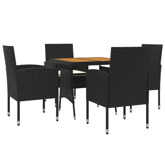 5 Piece Outdoor Dining Set Poly Rattan Black Toxbbkb