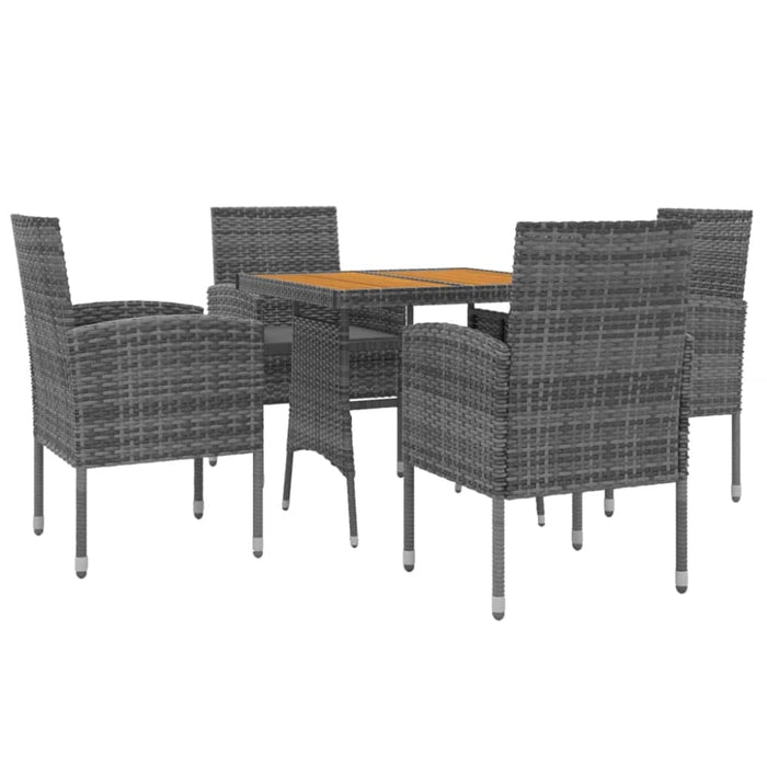 5 Piece Outdoor Dining Set Poly Rattan Grey Toxbbkp