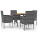 5 Piece Outdoor Dining Set Poly Rattan Grey Toxbbkp