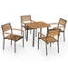 5 Piece Outdoor Dining Set Solid Acacia Wood And Steel Aaxtb