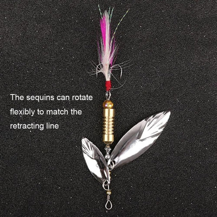 5 Piece Rotating Luya Sequin Feather Bait Copper Pendant 10g