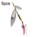 5 Piece Rotating Luya Sequin Feather Bait Copper Pendant 10g