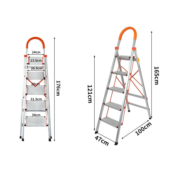 5 Step Ladder Multi-purpose Folding Aluminium Lightweight