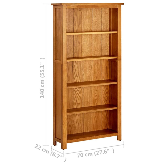 5-tier Bookcase Solid Oak Wood Ttoitl