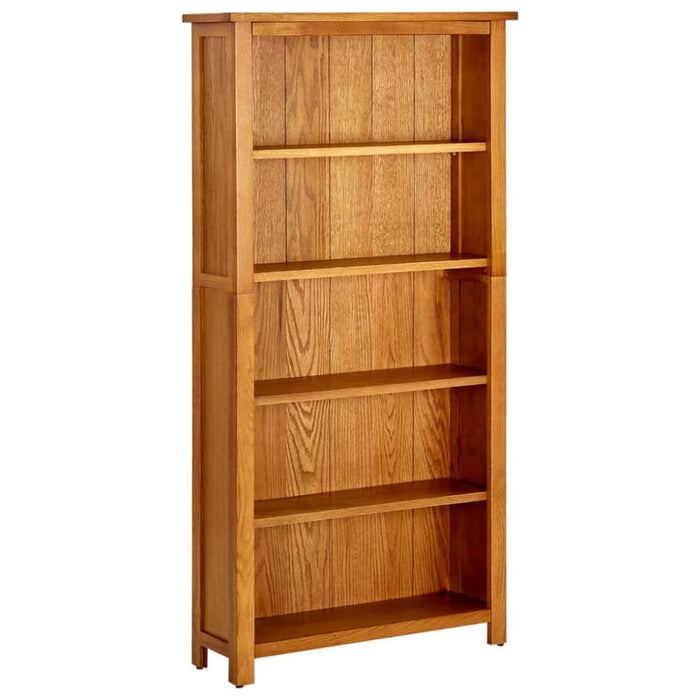 5-tier Bookcase Solid Oak Wood Ttoitl