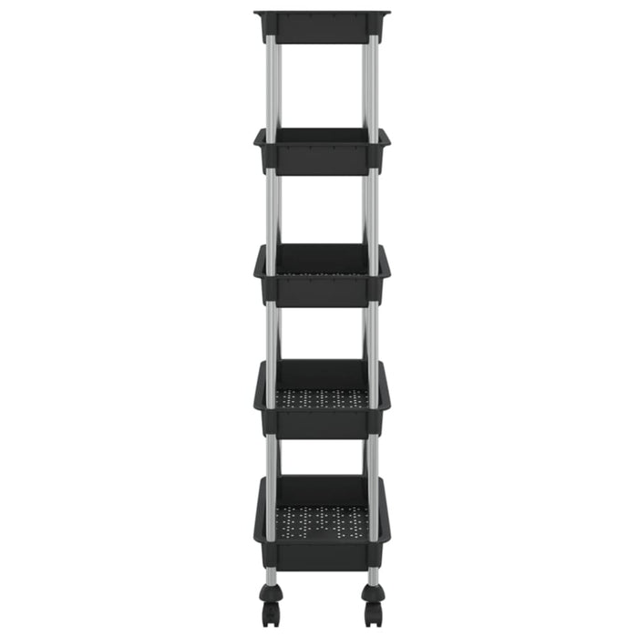 5-tier Kitchen Trolley Black 40x22x116 Cm Iron And Abs