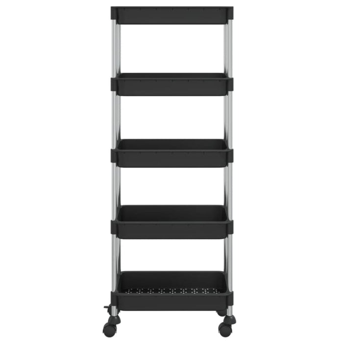 5-tier Kitchen Trolley Black 40x22x116 Cm Iron And Abs