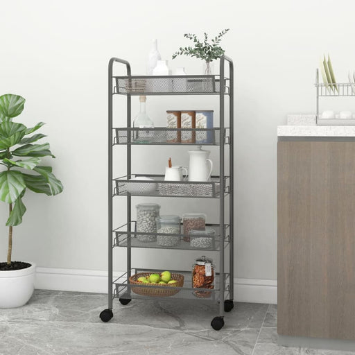 5-tier Kitchen Trolley Grey 46x26x105 Cm Iron Ttlttb