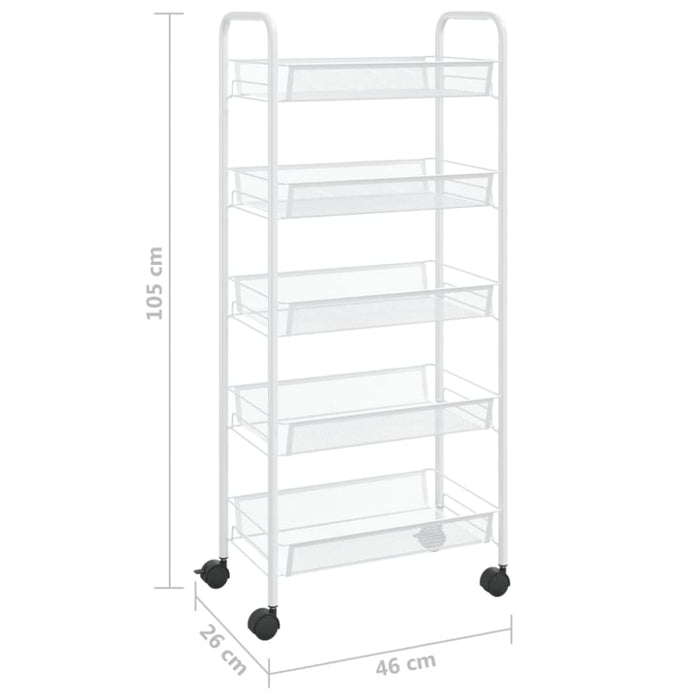 5-tier Kitchen Trolley White 46x26x105 Cm Iron Ttltxk