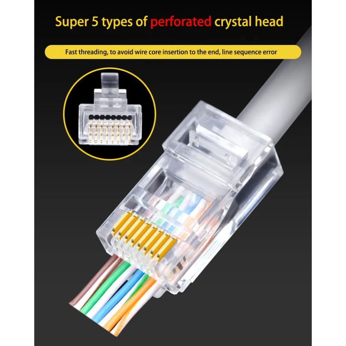 50 Cat6 Rj45 Connectors Unshielded Network Cable Crystal