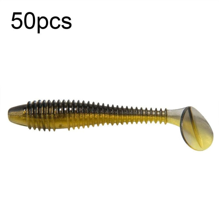 50 Piece 5.5cm Two Tone Threaded t Tail Soft Bait Lures