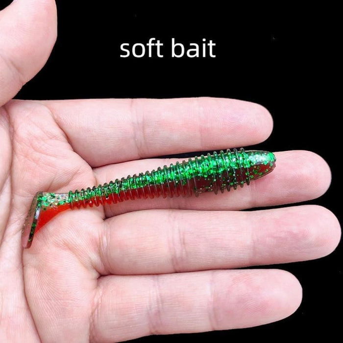 50 Piece 5.5cm Two Tone Threaded t Tail Soft Bait Lures