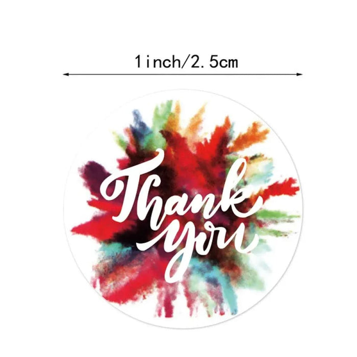 500pcs Roll Thank You Stickers Round Floral Multicolour